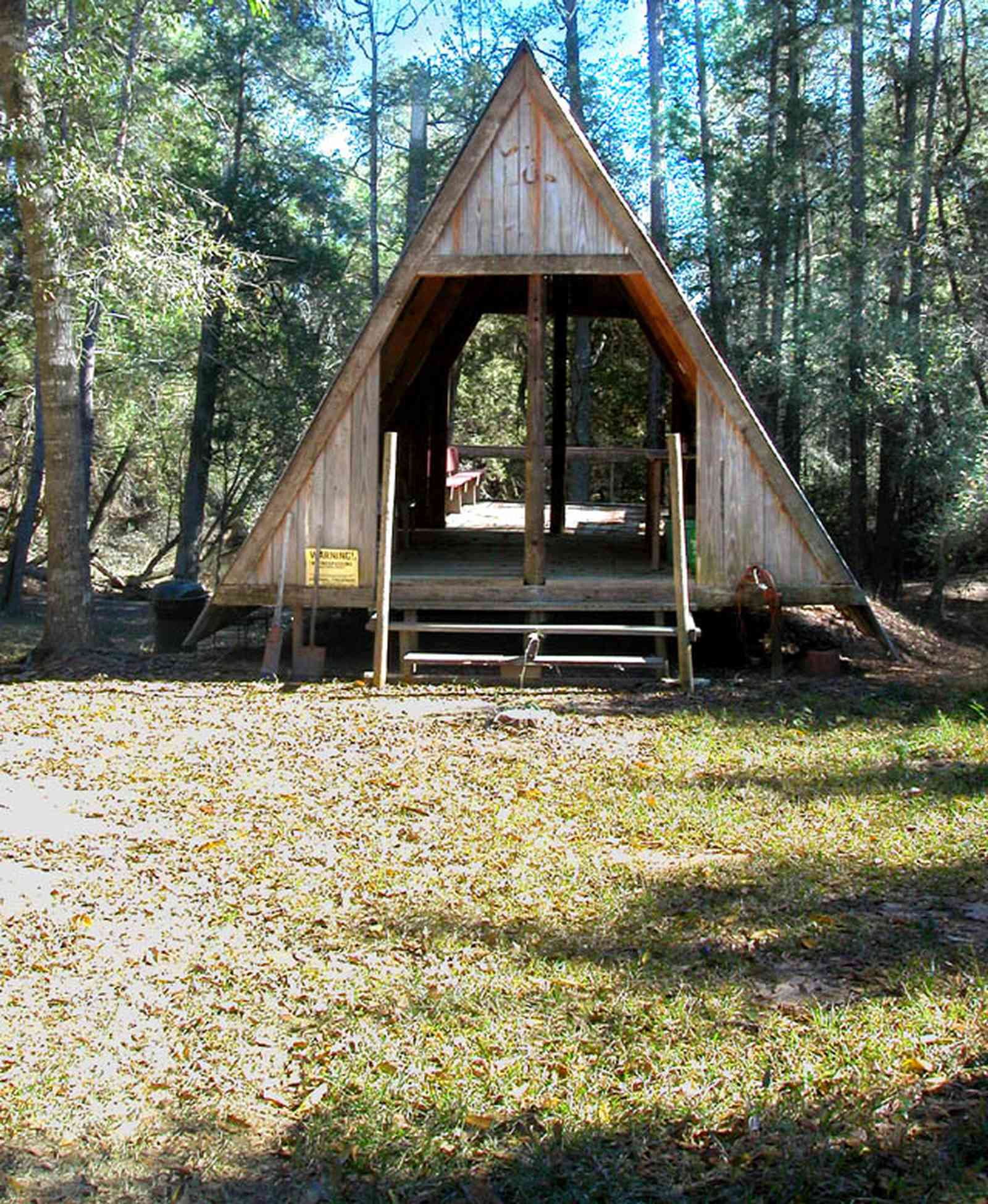 Allentown:-Mathews-River-Camp_03.jpg:  sand bar, creek, river, swing, lean-to, a-frame cabin, retreat, camp