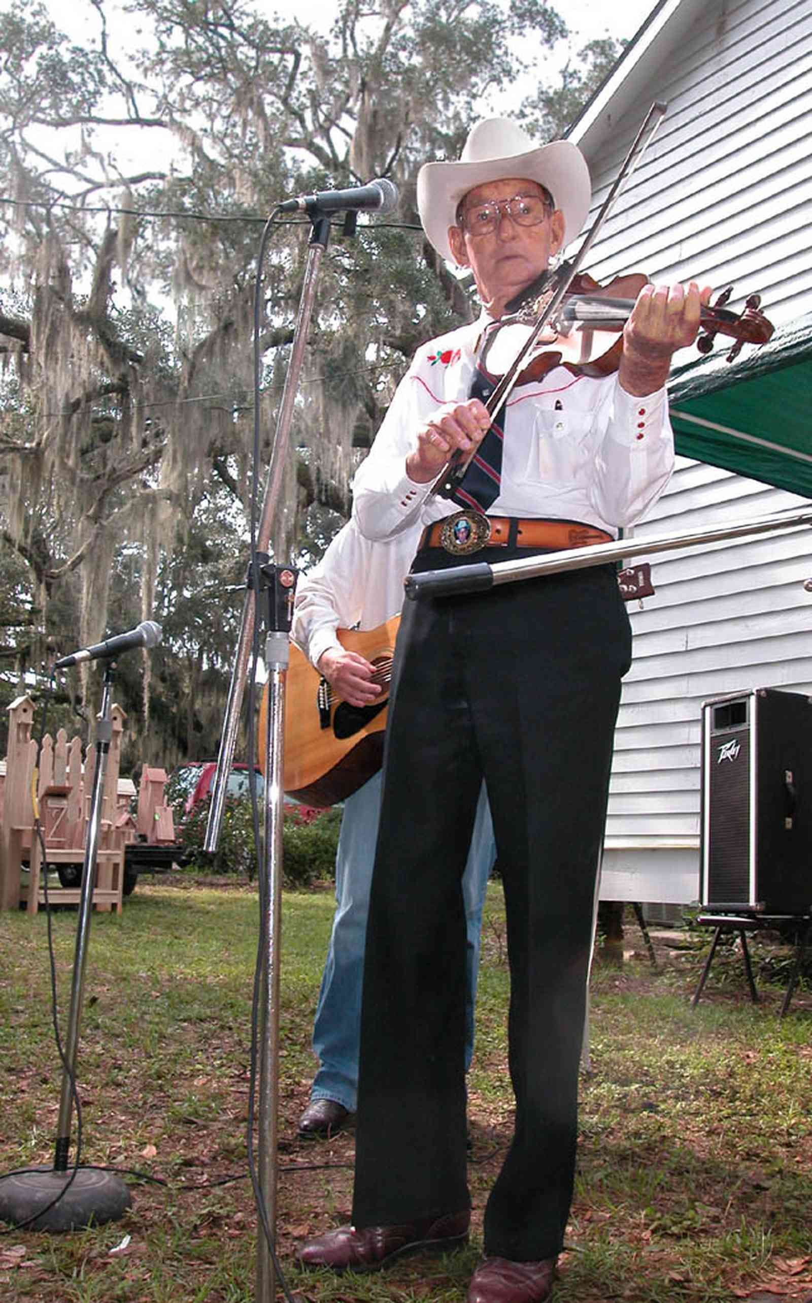 Bagdad:-Church-Museum_05.jpg:  fiddler, country music, guitar, spanish moss, oak tree, museum, bake sale, market day