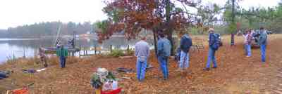Century:-Bluff-Springs-Campground_13.jpg:  film crew, lake, fog, oak tree