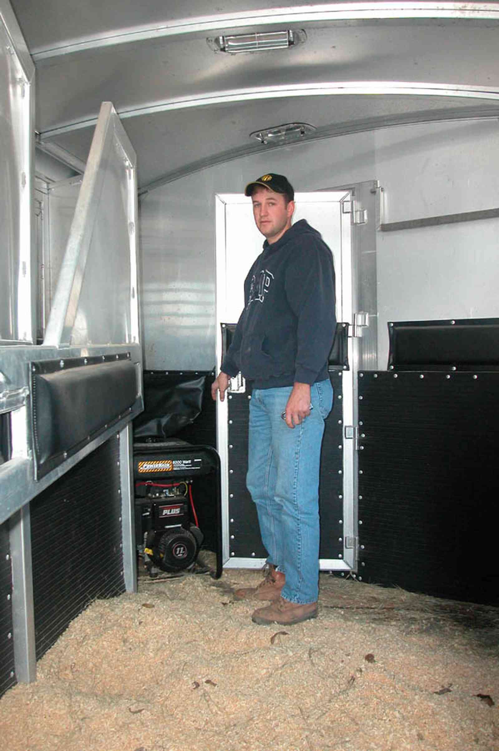 Century:-Brown-Farm_05a.jpg:  horse trailer, sawdust, farm, rodeo rider