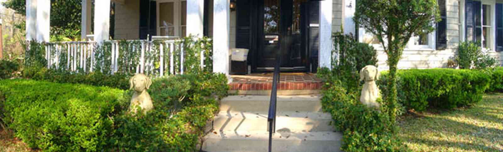 East-Hill:-McAlpin-Shop_08.jpg:  porch, traditional style, colonial style home, shutters, brick sidewalk, 