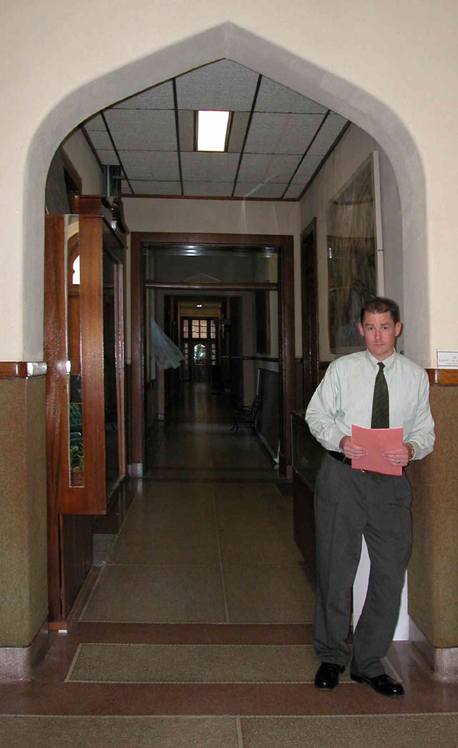 East-Hill:-Tower-East:-Old-Sacred-Heart-Hospital_36.jpg:  tom roush, hallway, moorish arch, gothic architecture, granite floors