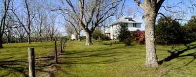 Elberta:-Farm_03.jpg:  pecan orchard, gate, fence, pillars, alabama, highway 98