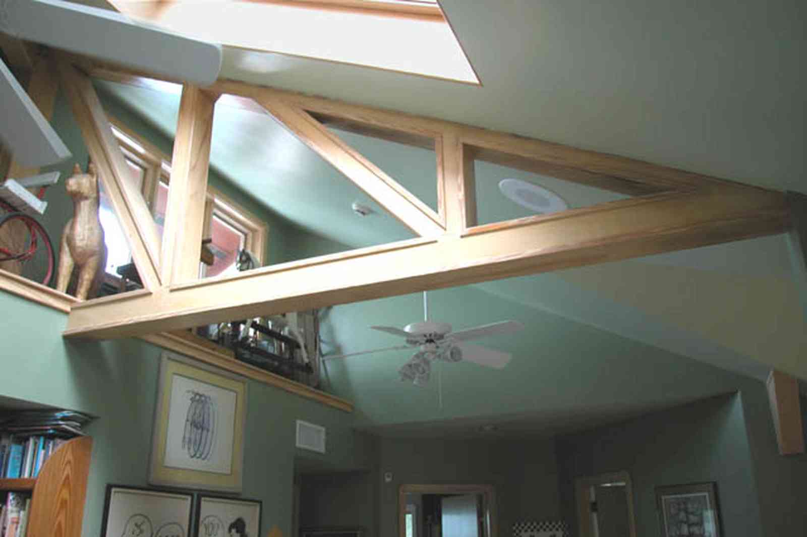 Gulf-Breeze:-92-High-Point-Drive_14.jpg:  loft, rafters, second floor, sculpture, drawings, peanuts cartoon drawings, , 