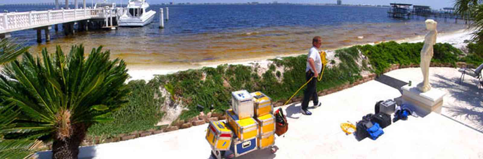 Gulf-Breeze:-Levin-House_16.jpg:  palm tree, gulf of mexico, dock, pier, yacht, dave henke