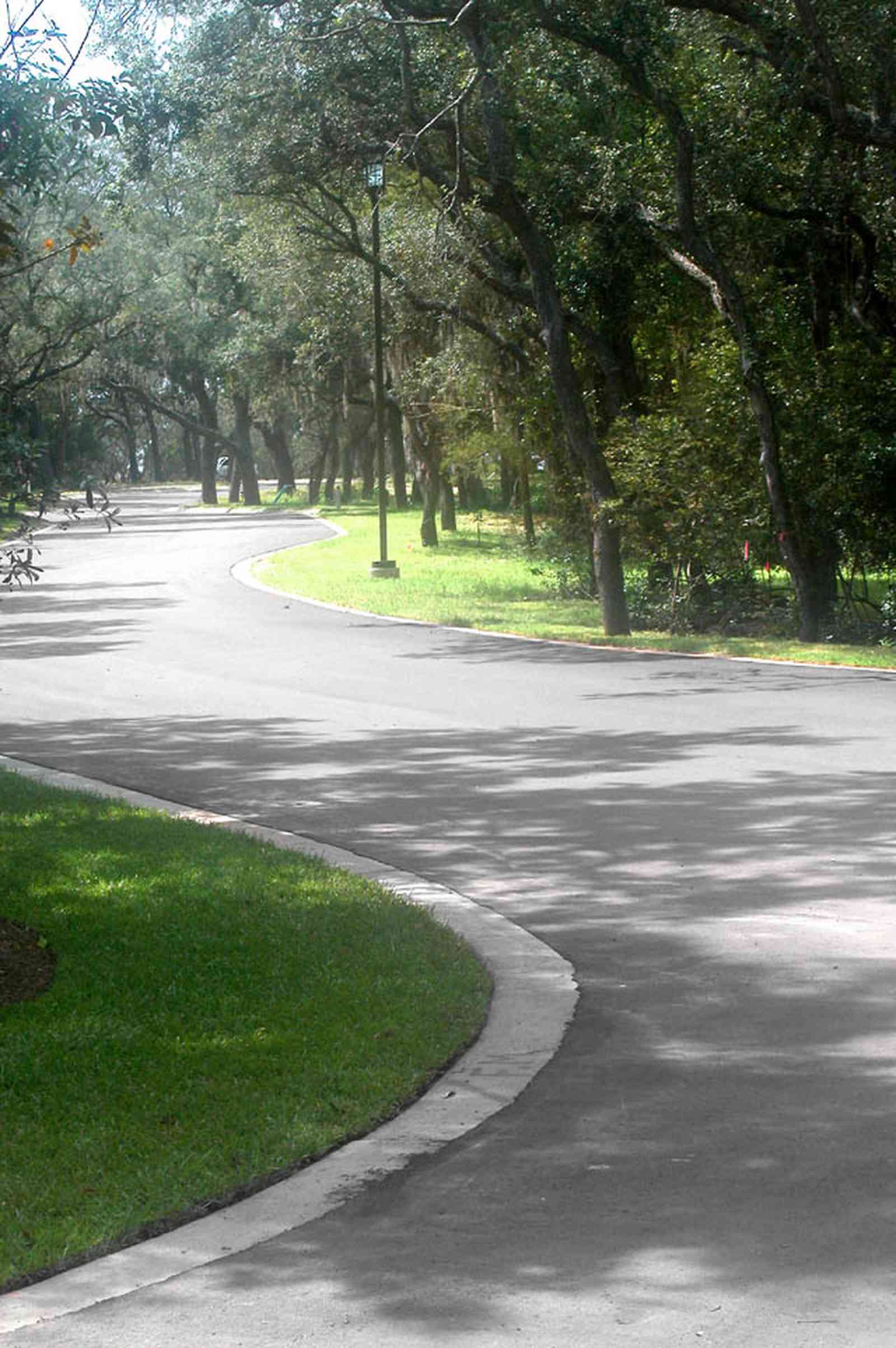 Gulf-Breeze:-Peakes-Point_01.jpg:  winding road, bayshore, development, oak trees, pensacola bay
