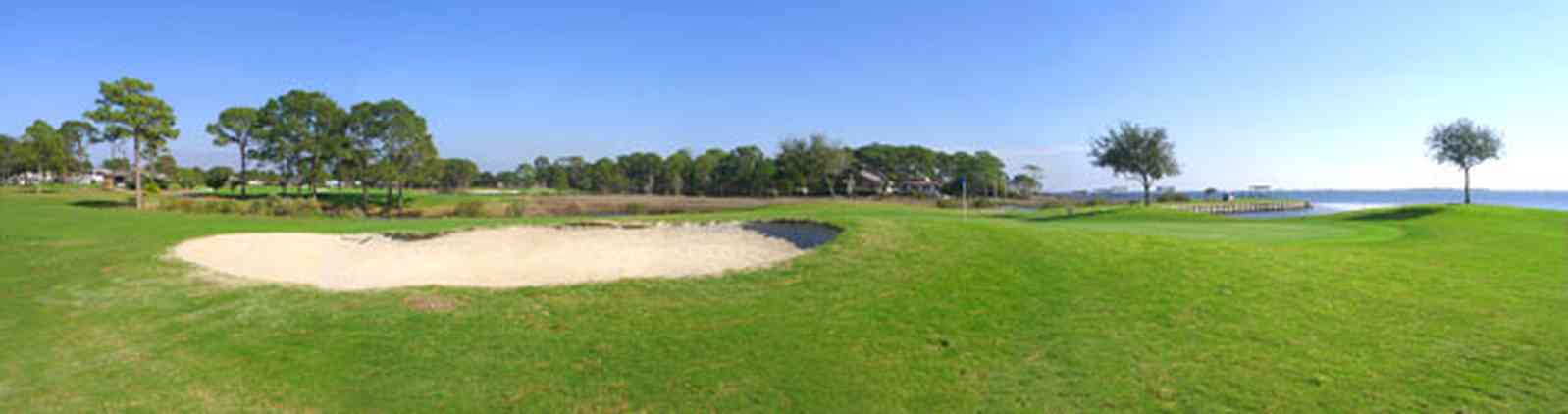Gulf-Breeze:-Tiger-Point-Golf-Club_08.jpg:  sand trap, escambia bay, golf course, fairway