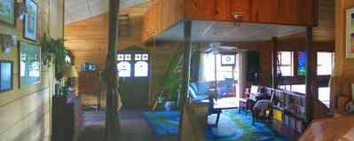 Mulat-Bayou:-Davis-Chigger-Ridge-House_2.jpg:  living area, cedar walls