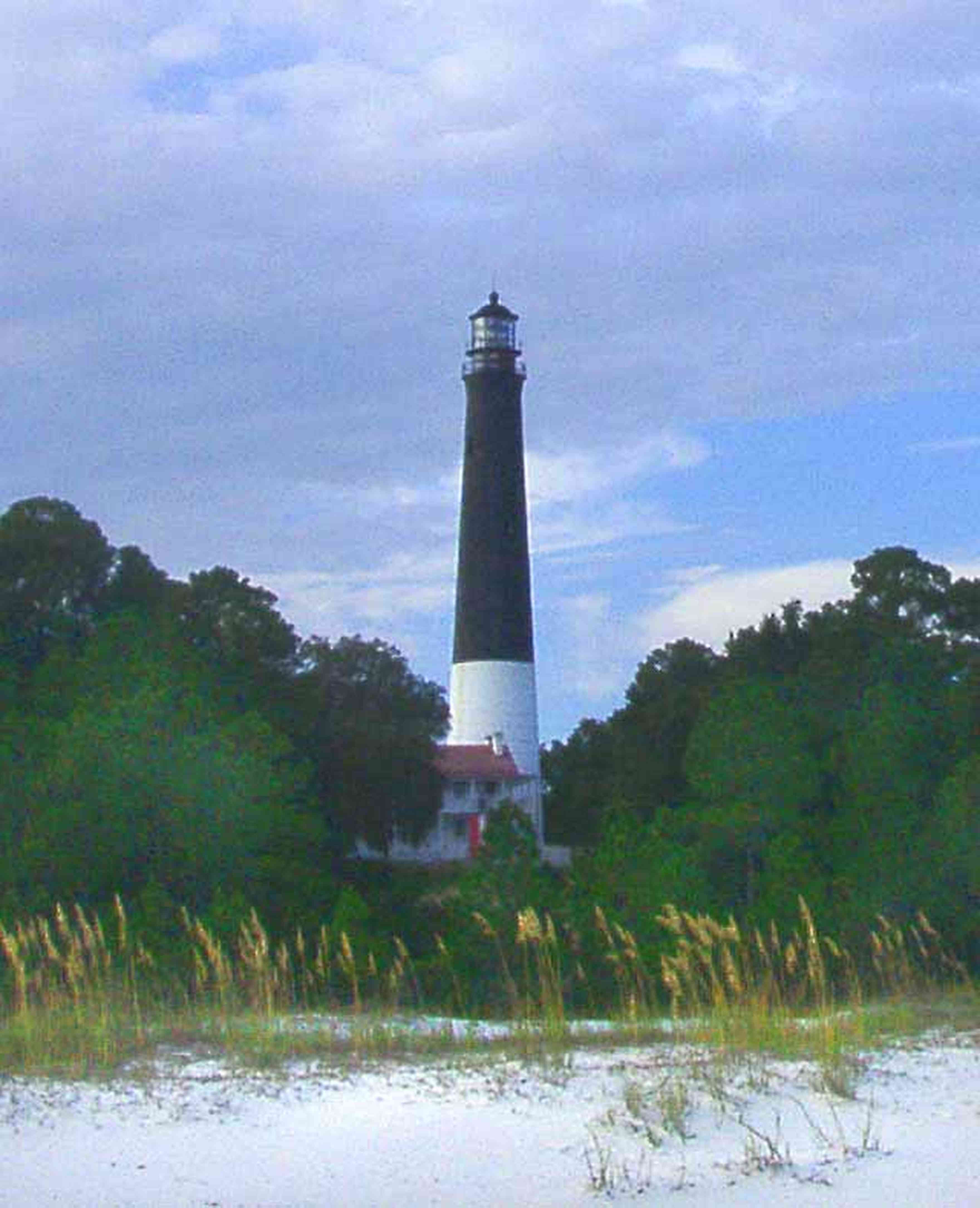 Naval-Air-Station:-Lighthouse_02.jpg:  lighthouse, beach, sea oats, pine trees
