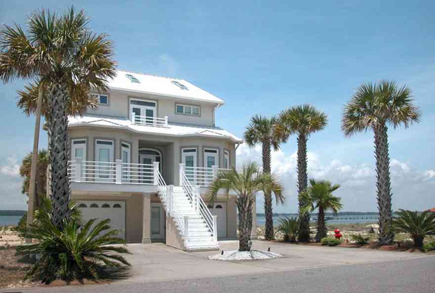 Navarre:-7332-Grand-Navarre-Blvd_01.jpg:  bayshore home, pensacola bay, balcony, driveway, skylights, beachfront home