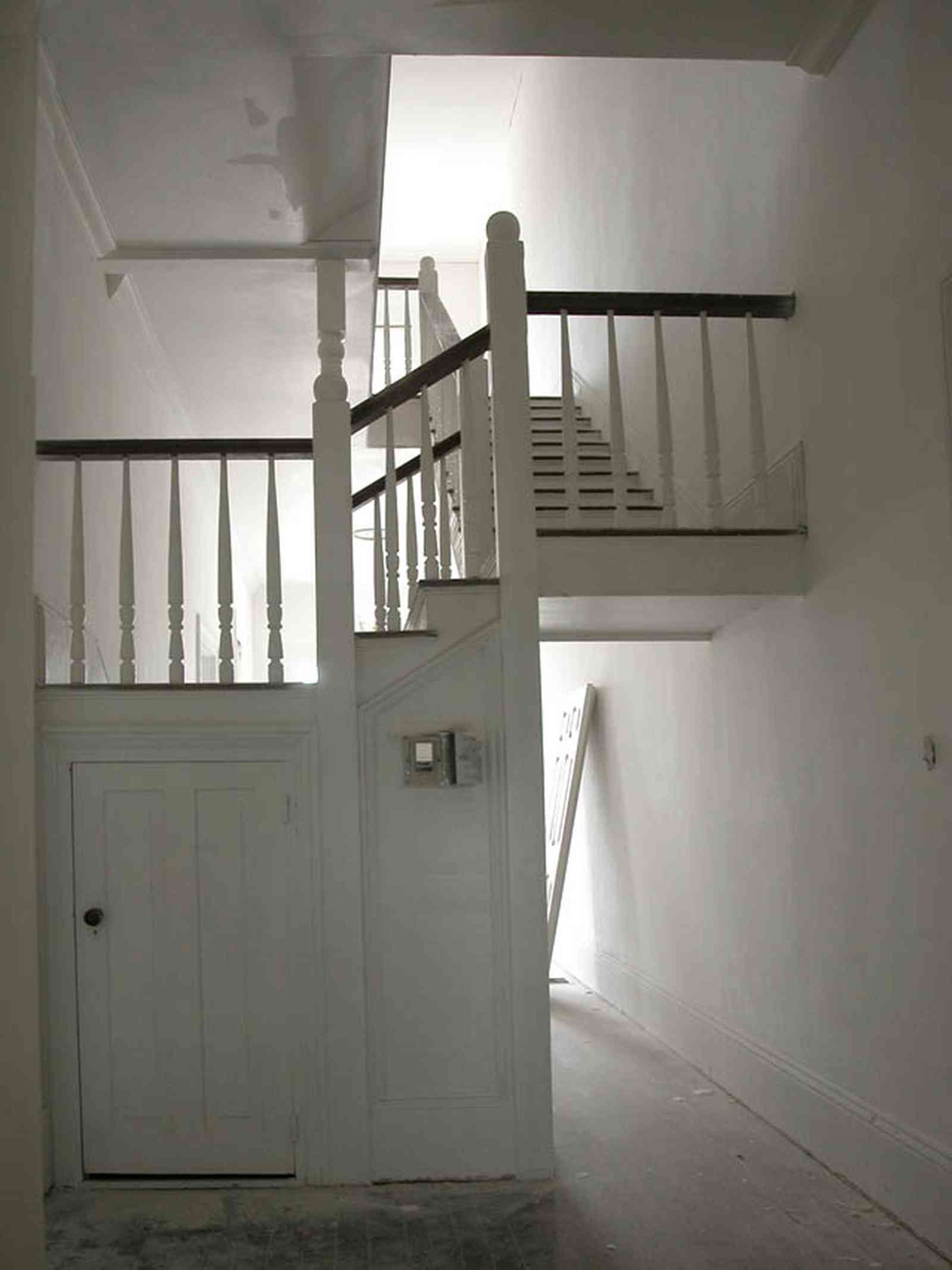 North-Hill:-200-West-Jackson-Street_19.jpg:  staircase, central hall, heartpine floor, first floor, victorian house