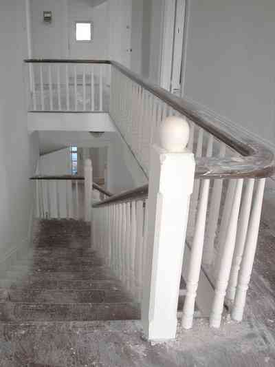 North-Hill:-200-West-Jackson-Street_24.jpg:  staircase, second floor landing, bannisters, victorian house, stair railing