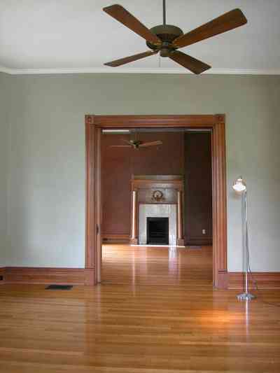 North-Hill:-304-West-Gadsden-Street_16.jpg:  parlor, living room, oak mantle, ceiling fam, heartpine floors, north hill preservation district