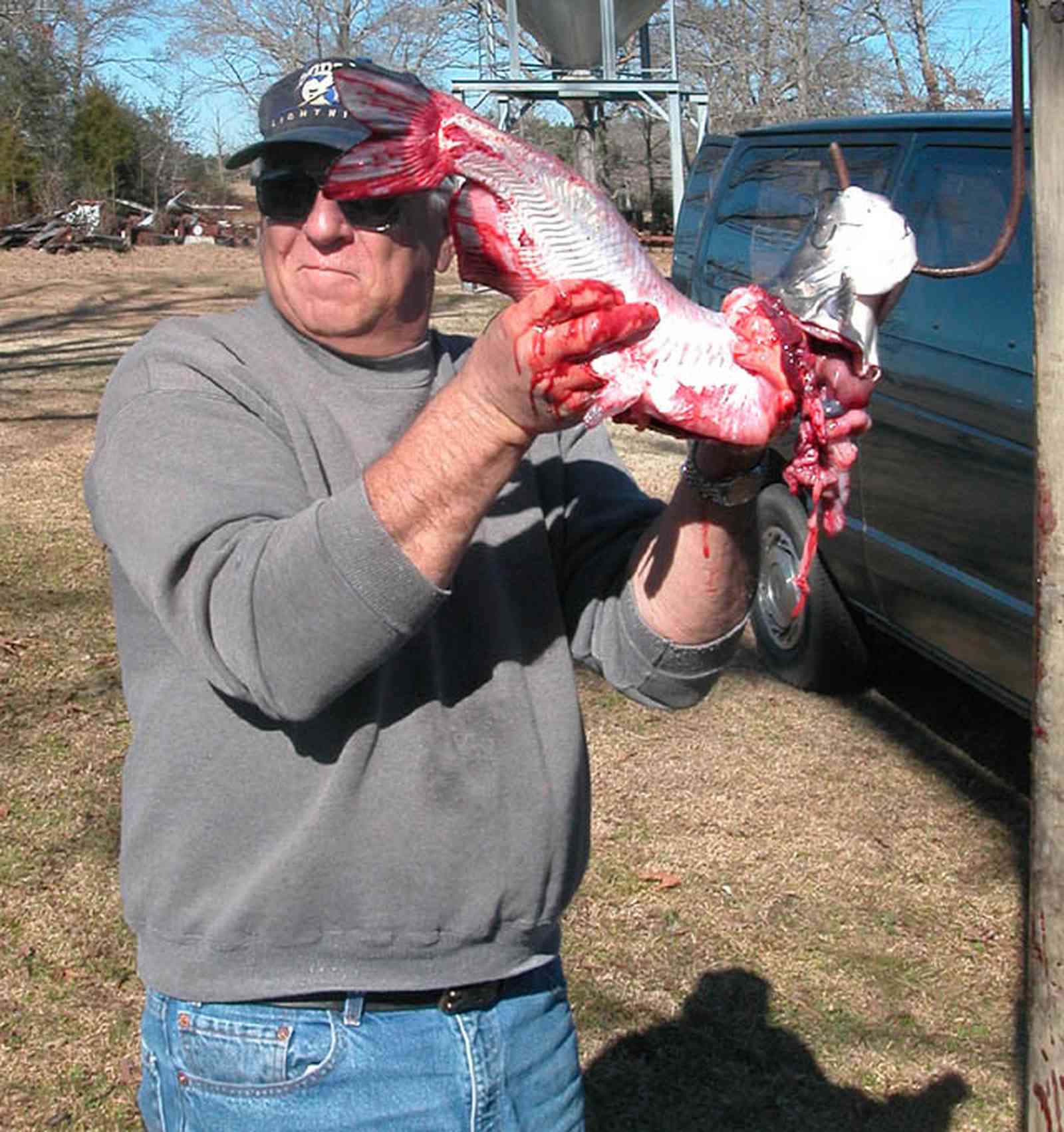 Oak-Grove:-Carpenters-Catfish-Farm_11.jpg:  entrails, gaffing hook, catfish skinning, catfish cleaning