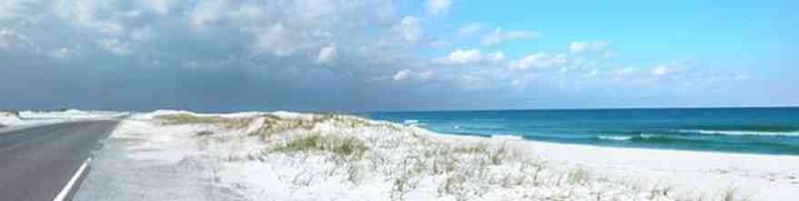 Pensacola-Beach:-Road-Updated_01.jpg:  road, beach, sand, water, gulf, seashore, park, white sand, sea oats