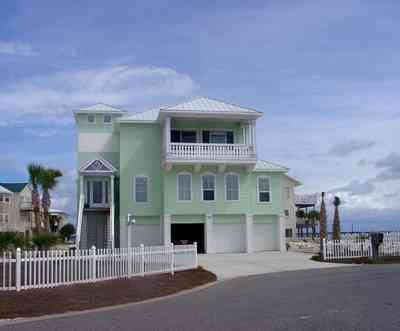 Pensacola-Beach:-Sugar-Bowl-Subdivision_02.jpg:  santa rosa sound, sand dunes, palm tree, picket fence
