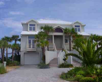 Pensacola-Beach:-Sugar-Bowl-Subdivision_04.jpg:  sego palm tree, beach house, mediterrean style home, santa rosa sound, sugar bowl subdivision