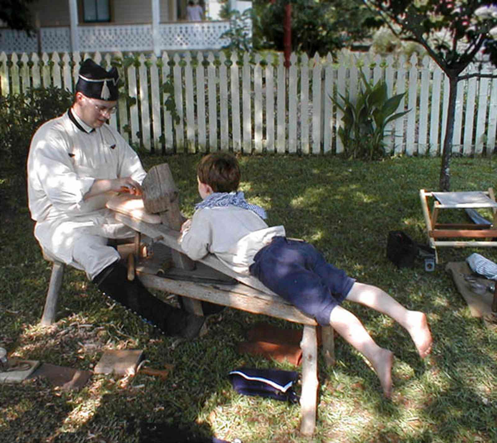 Pensacola:-Historic-Pensacola-Village:-Lear-Rocheblave-House_09.jpg:  historic village, reenactors, kitchen garden, cobbler, , children