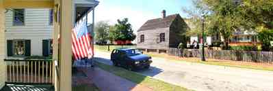 Pensacola:-Historic-Pensacola-Village:-The-Weavers-Cottage_000.jpg:  historic village, victorian house, victorian front porch, gulf coast cottage, picket fence, oak tree, brick sidewalk