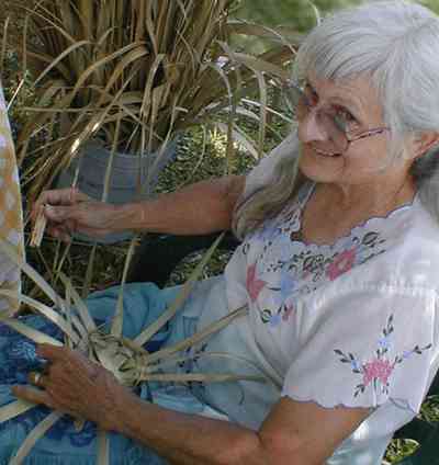 Pensacola:-Historic-Pensacola-Village:-The-Weavers-Cottage_08.jpg:  basket weaving, reenactor, colonial period, palmetto fronds, weaver, historic reenactment