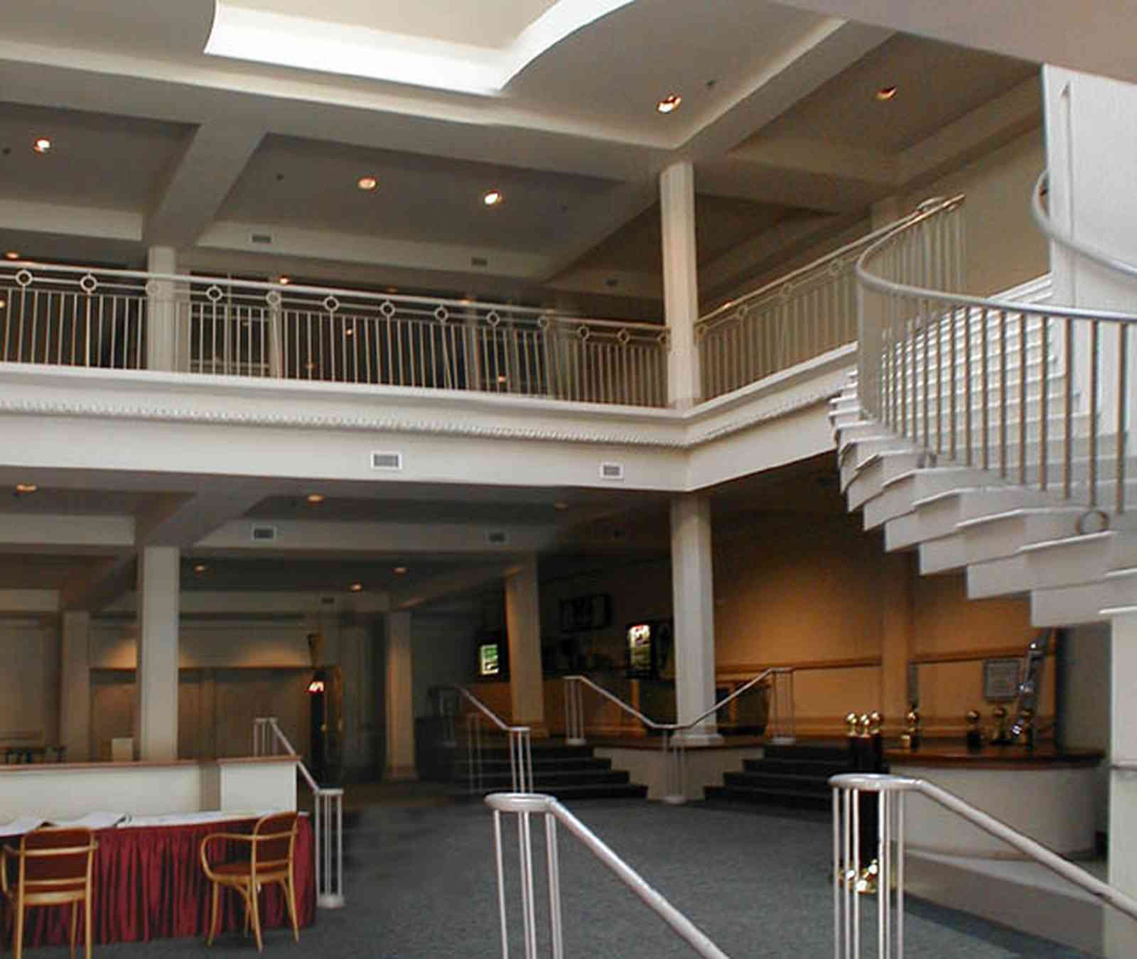 Pensacola:-Palafox-Historic-District:-Saenger-Theatre_03a.jpg:  movie house, movie theatre, theatre lobby, art deco architecture, staircase