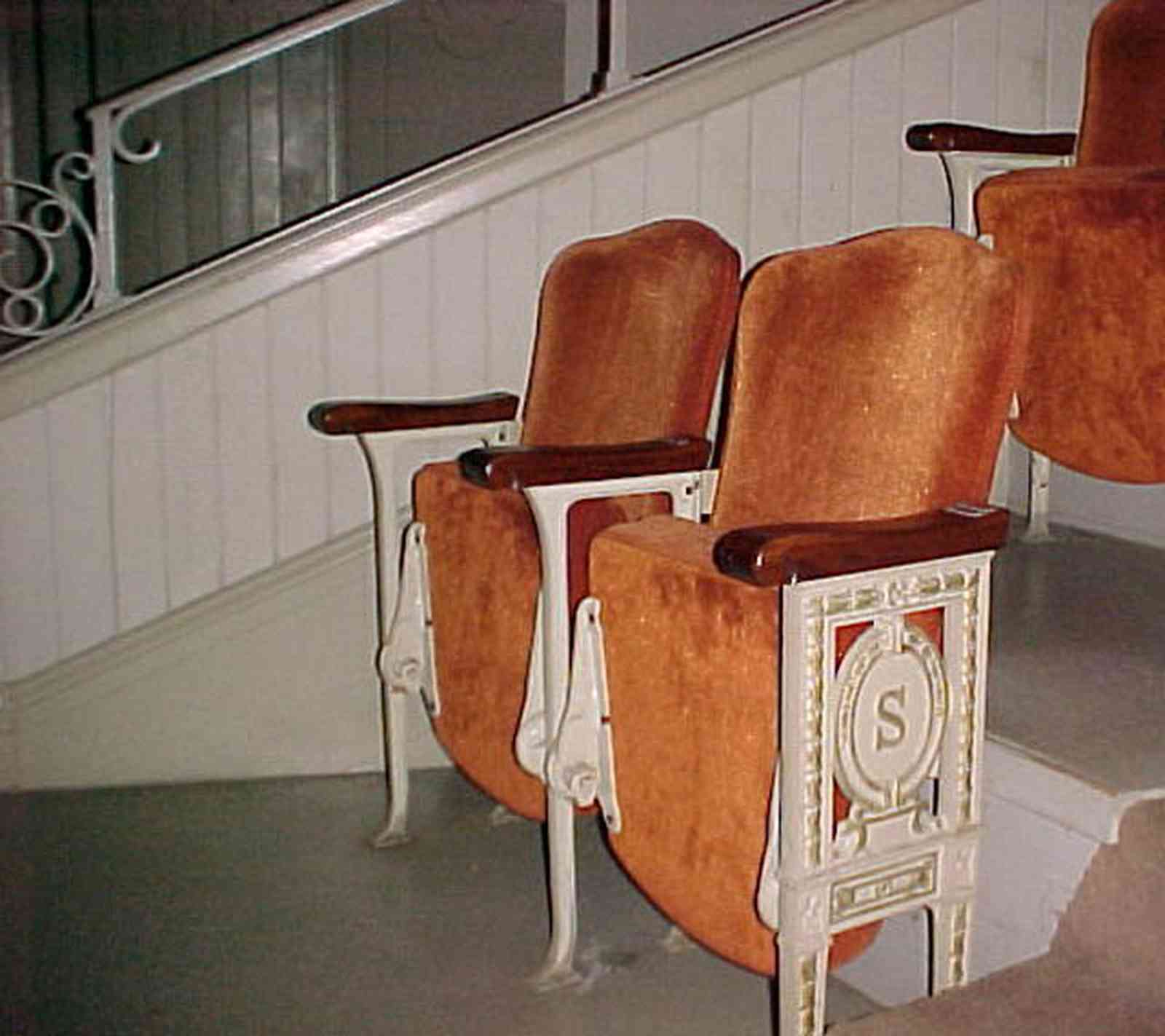 Pensacola:-Palafox-Historic-District:-Saenger-Theatre_10d.jpg:  movie theatre, velvet seats, theatre seats, spanish revival architecture, second floor balcony