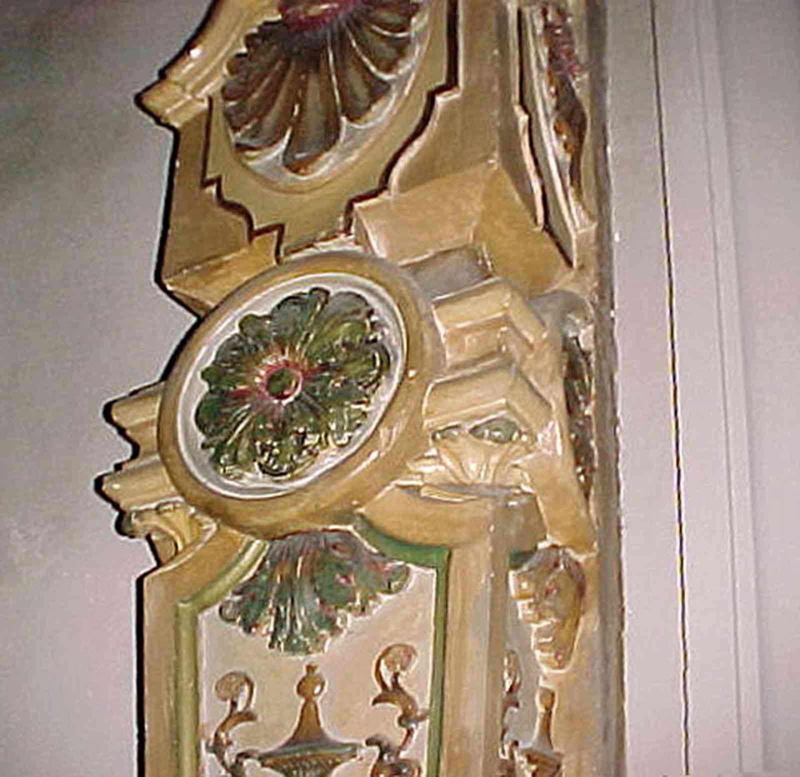 Pensacola:-Palafox-Historic-District:-Saenger-Theatre_11c.jpg:  rosette, medallion, column, spanish revival architecture, movie theatre