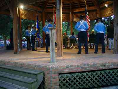 Pensacola:-Seville-Historic-District:-Seville-Square_13.jpg:  rotc drill team, assembly, american flag