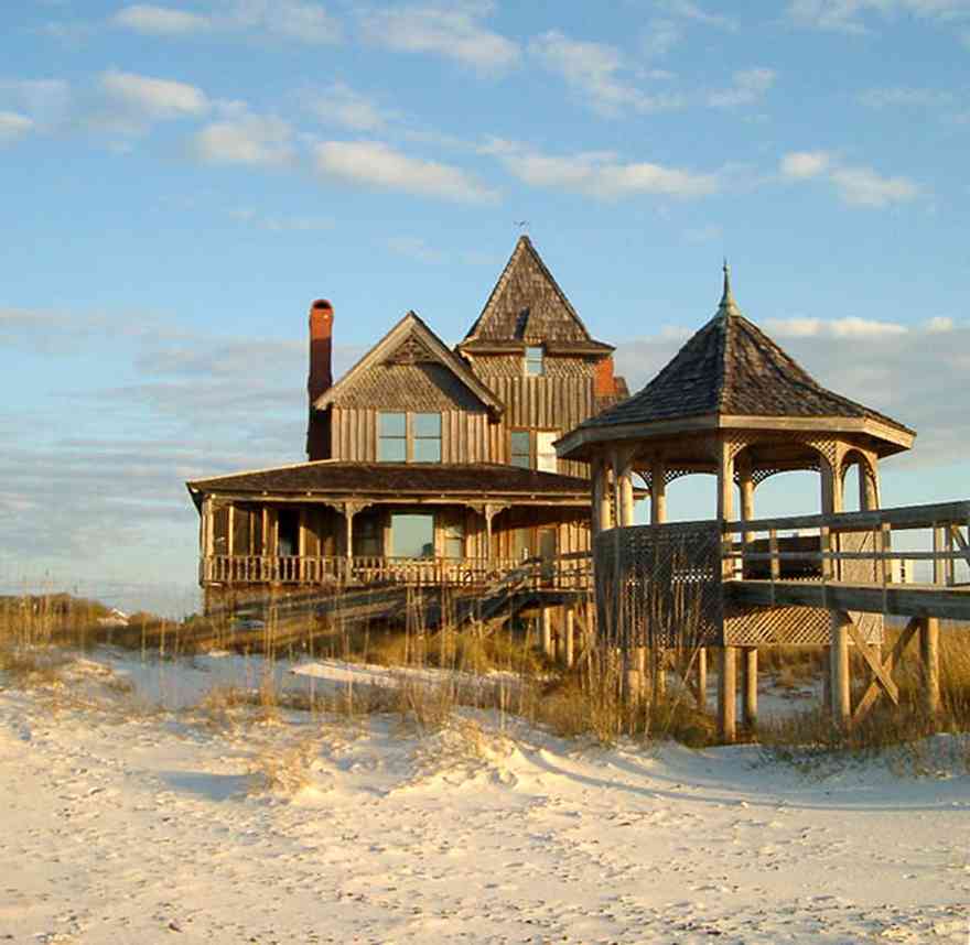 Perdido-Key:-Gothic-House_00.jpg:  folk victorian architecture, gothic architecture, tower, spire, weather vane, gazebo, wrangler shoot, victorian house