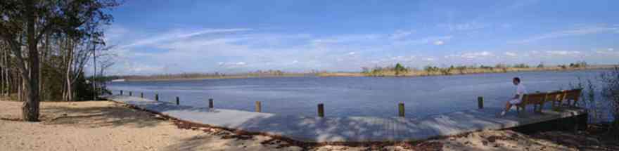 Scenic-Highway:-Mackey-Point_01.jpg:  escambia bay, dock, bench, marsh, wet savanna, boggy meadow, 