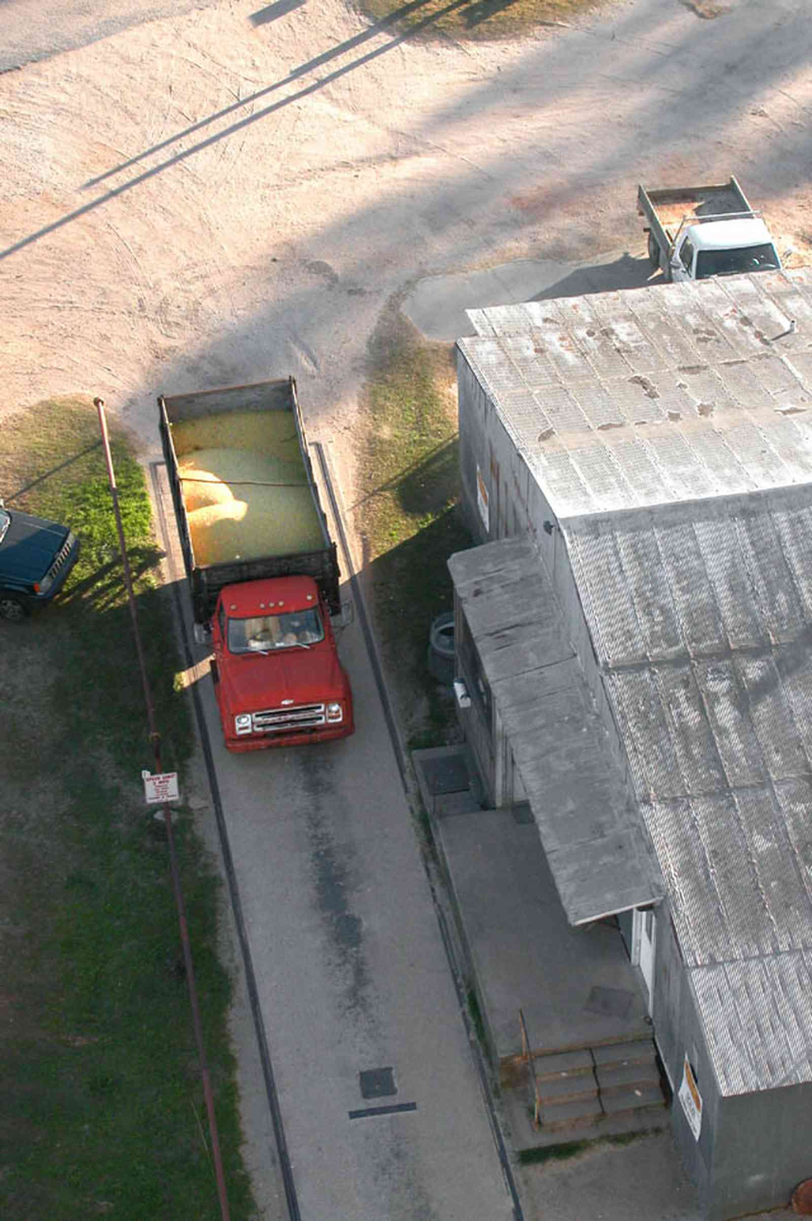Walnut-Hill:-Escambia-Grain-Corp_06.jpg:  grain elevator, wheat, corn, soy beans, tower, loading dock, farmers, weigh-in, chevy truck, seed, fertilizer