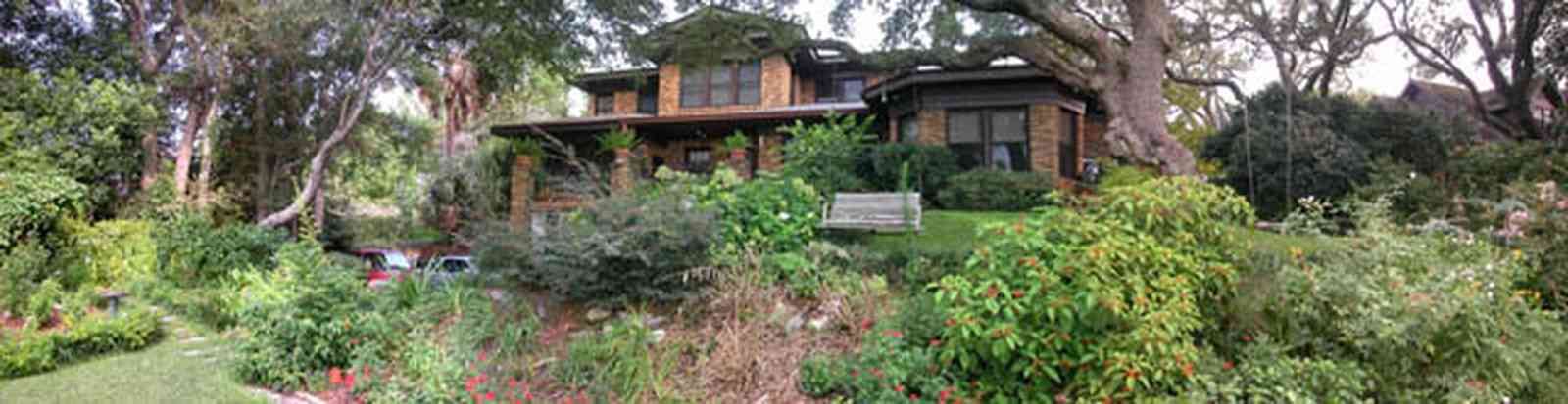 East-Hill:-1801-East-La-Rua-Street_09.jpg:  bluff, oak trees, swing, garden